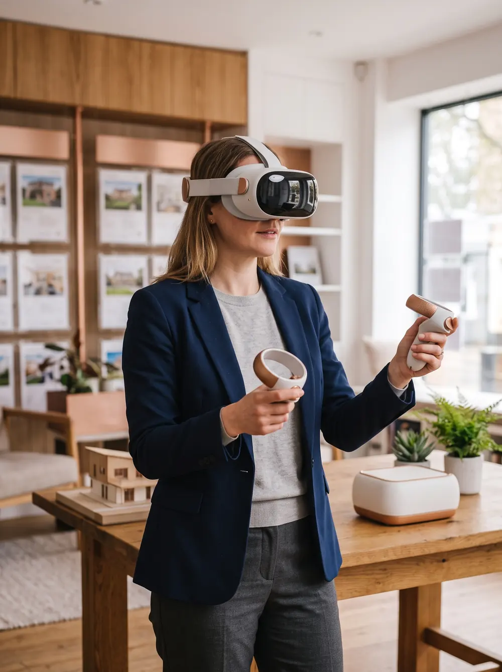 Agent walking through a property in VR